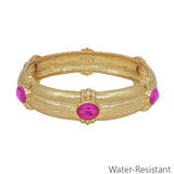 Water Resistant Gold Hammered Bracelet Pink