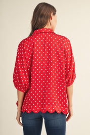 The Darling Days Red Polka Dot Scalloped Top