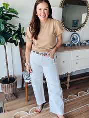 Risen Tummy Control White Ankle Barrel Jeans *Final Sale*