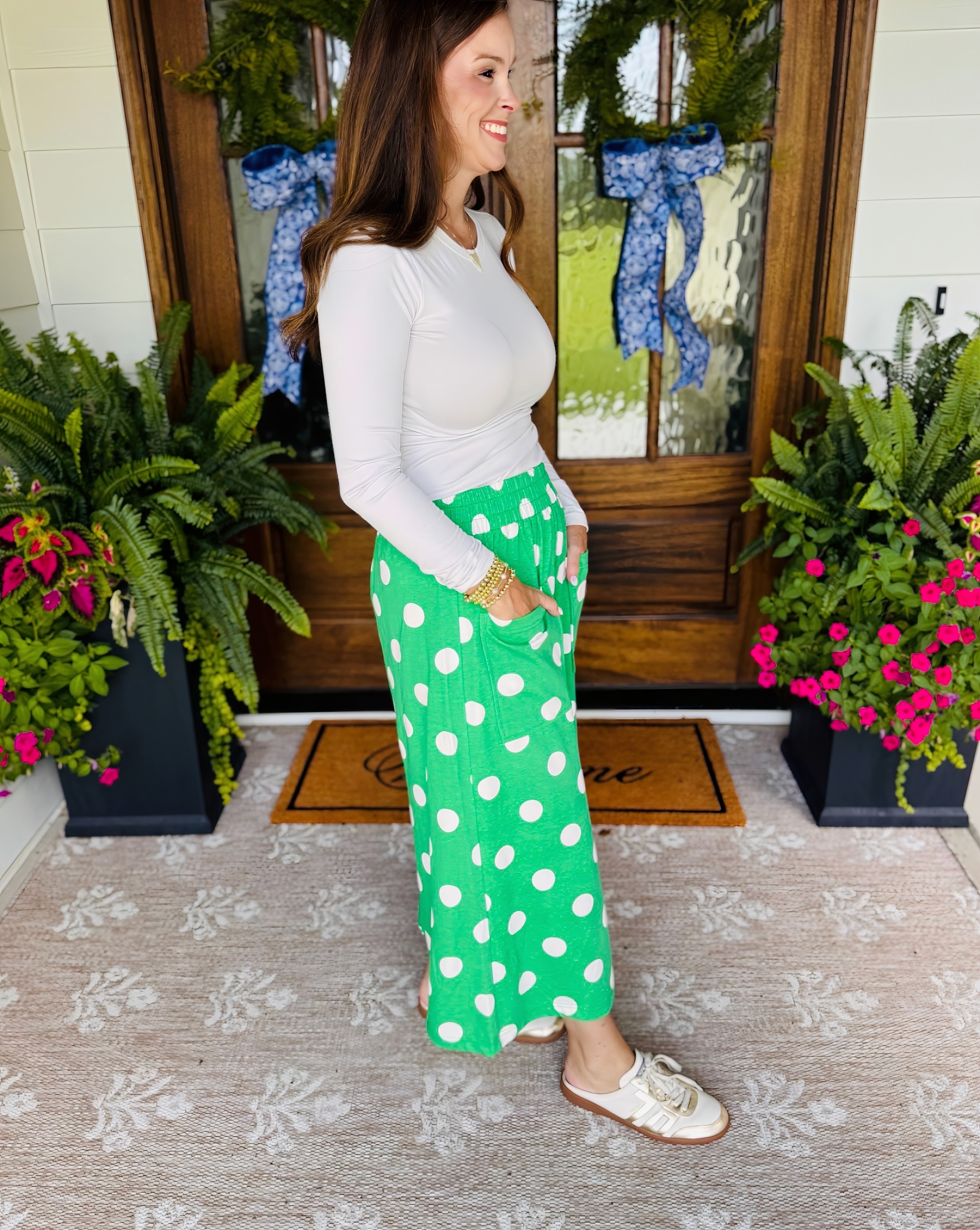 The Frankie Polka Dot Pants Green