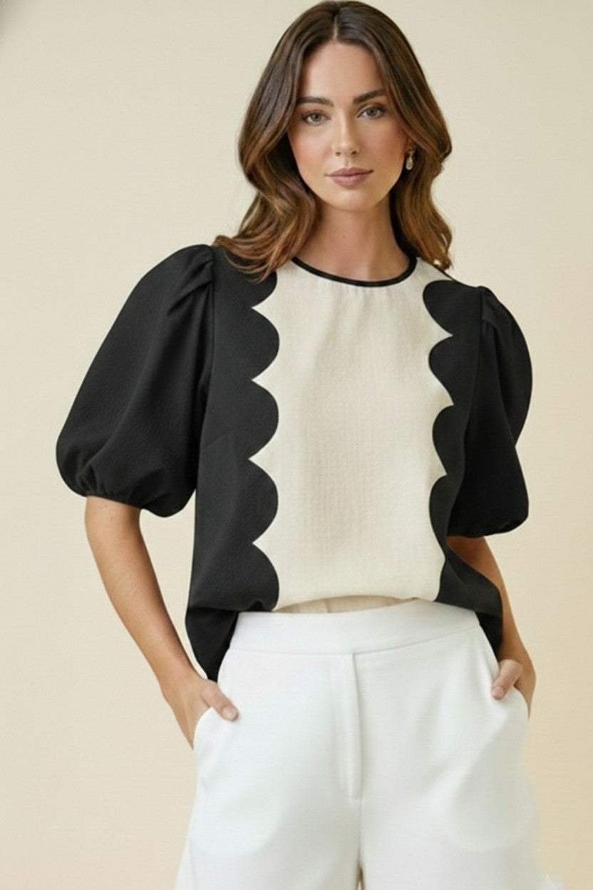 Romantic Wave Top Black