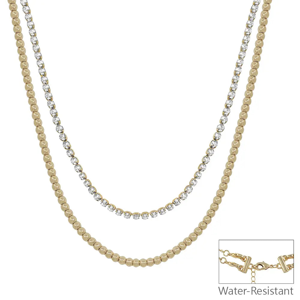 Rhinestone Chain with Gold Beaded Necklace