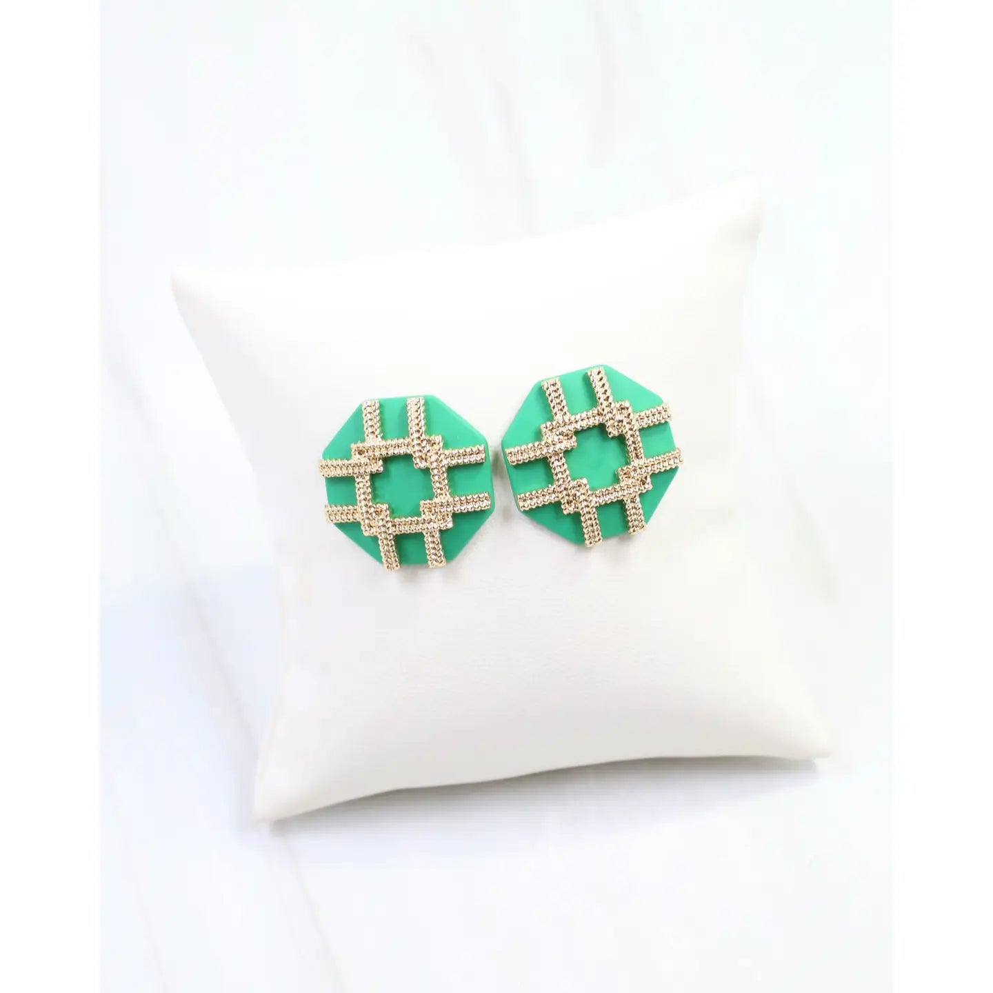 Avril Octagon Post Earring Green