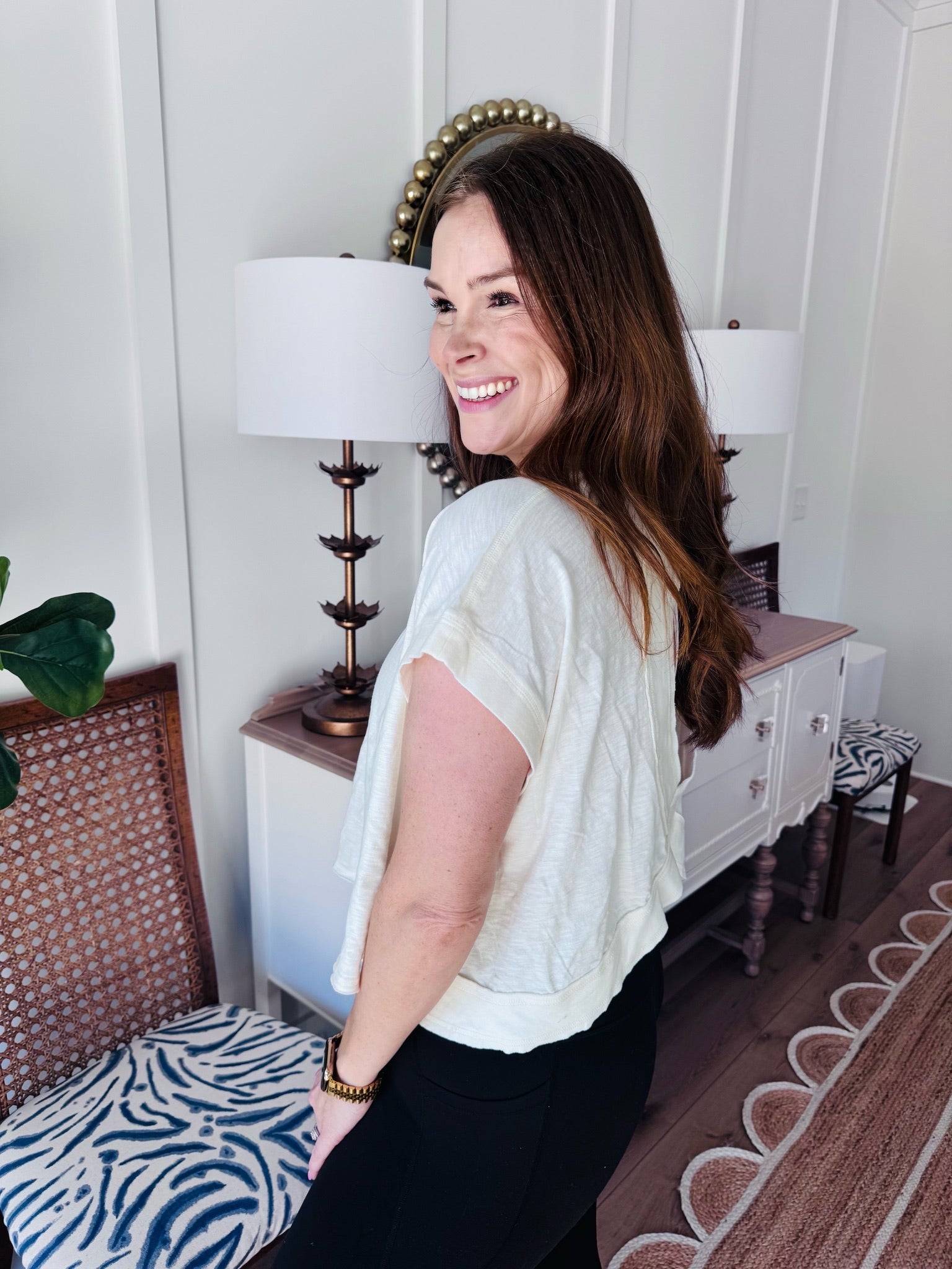 The Open Back Top Cream *Final Sale*
