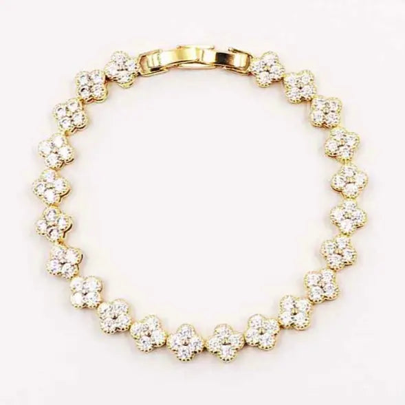 Crystal Clover Tennis Bracelet 7.5" Bracelet