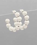 Silver Textured Metal Ball Hoop