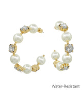 Clear Stone and Pearl Hoop