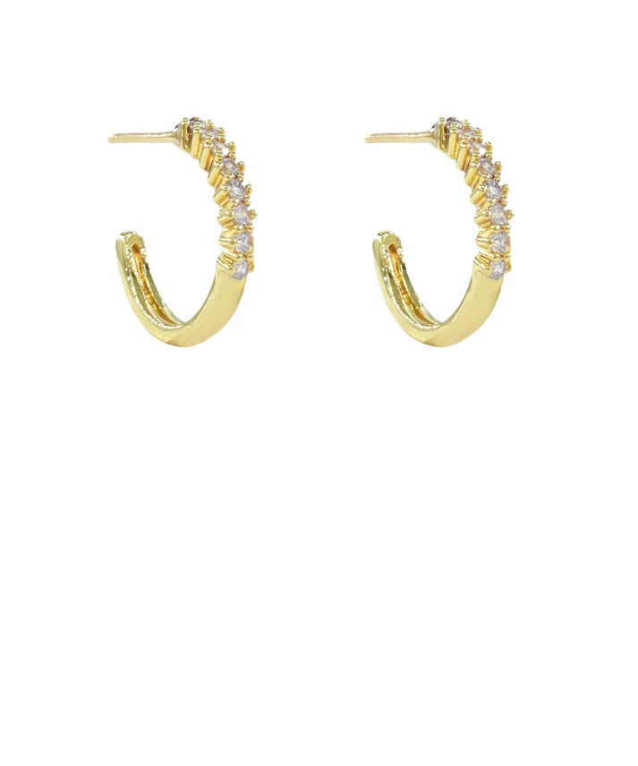 Pave Crystal Gold Hoops