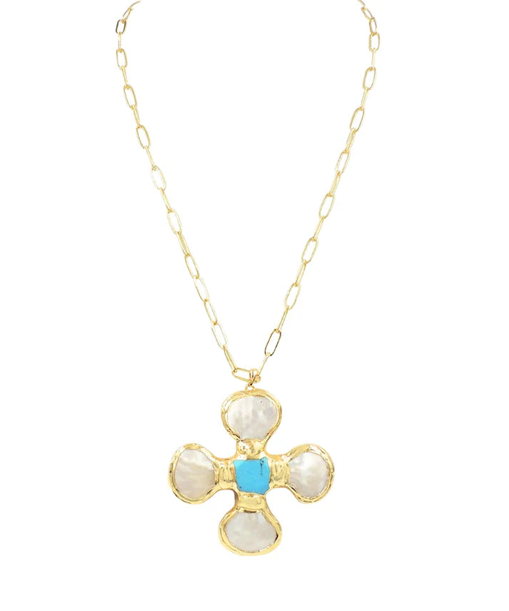 Baroque Pearl & Stone Pendant Necklace