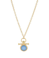 Blue Round Stone w/Bar Necklace
